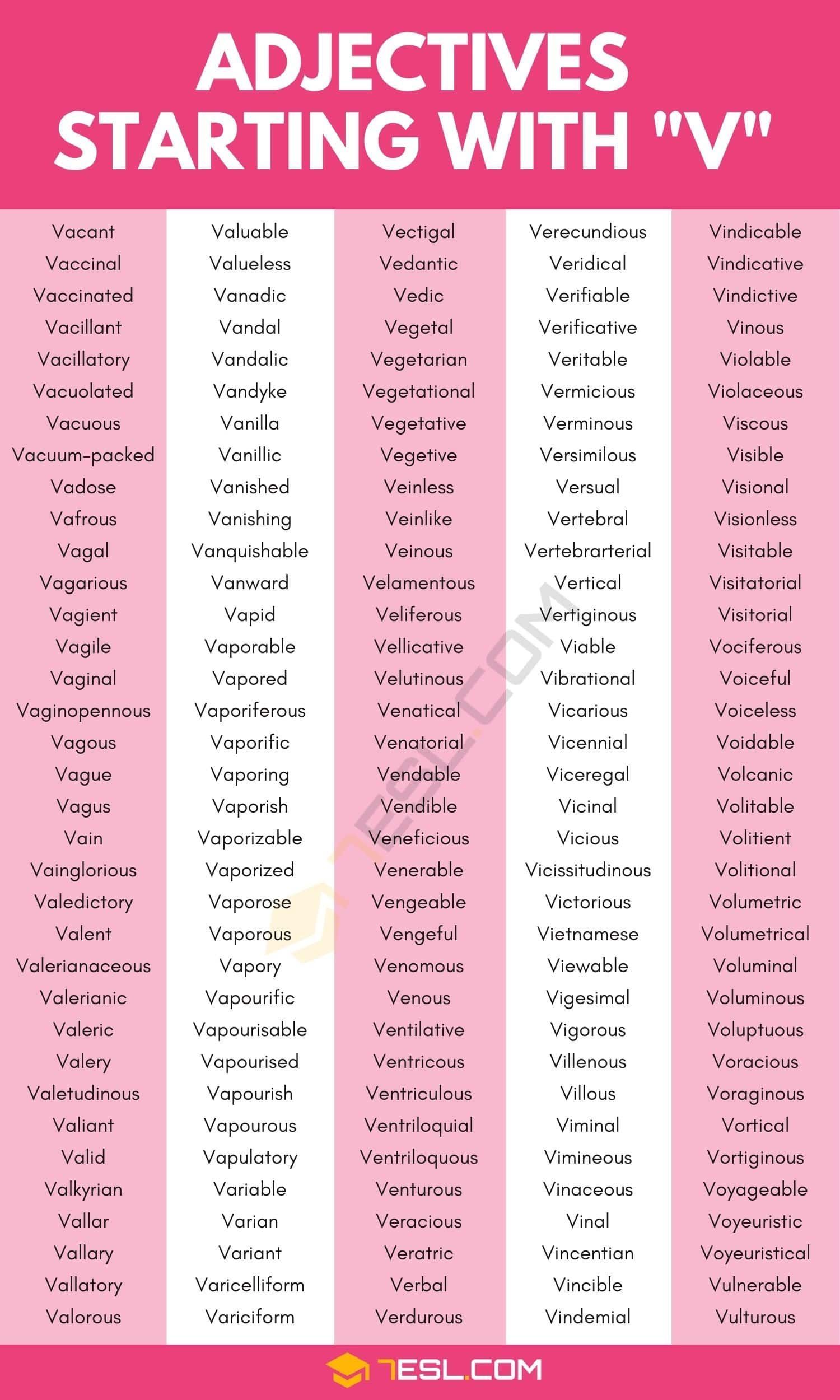Adjectives that Start with V: 300+ Adjectives Starting with V 3
