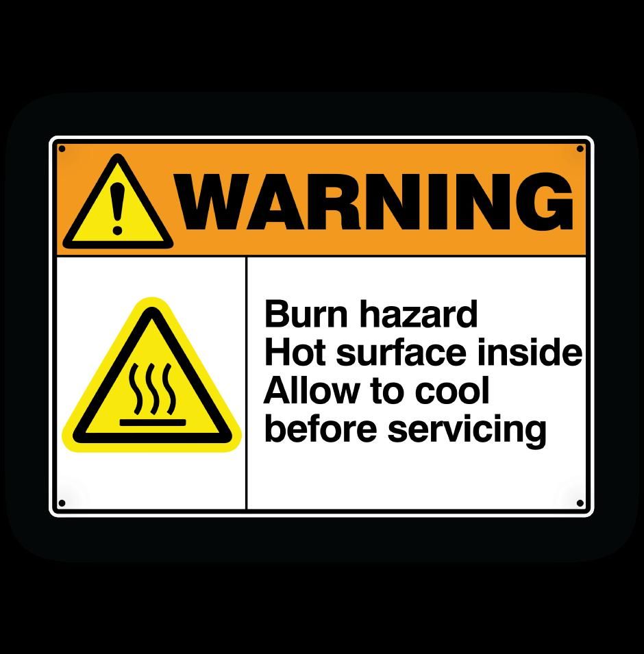 Burn Hazard Warning Sign - 10 x 7