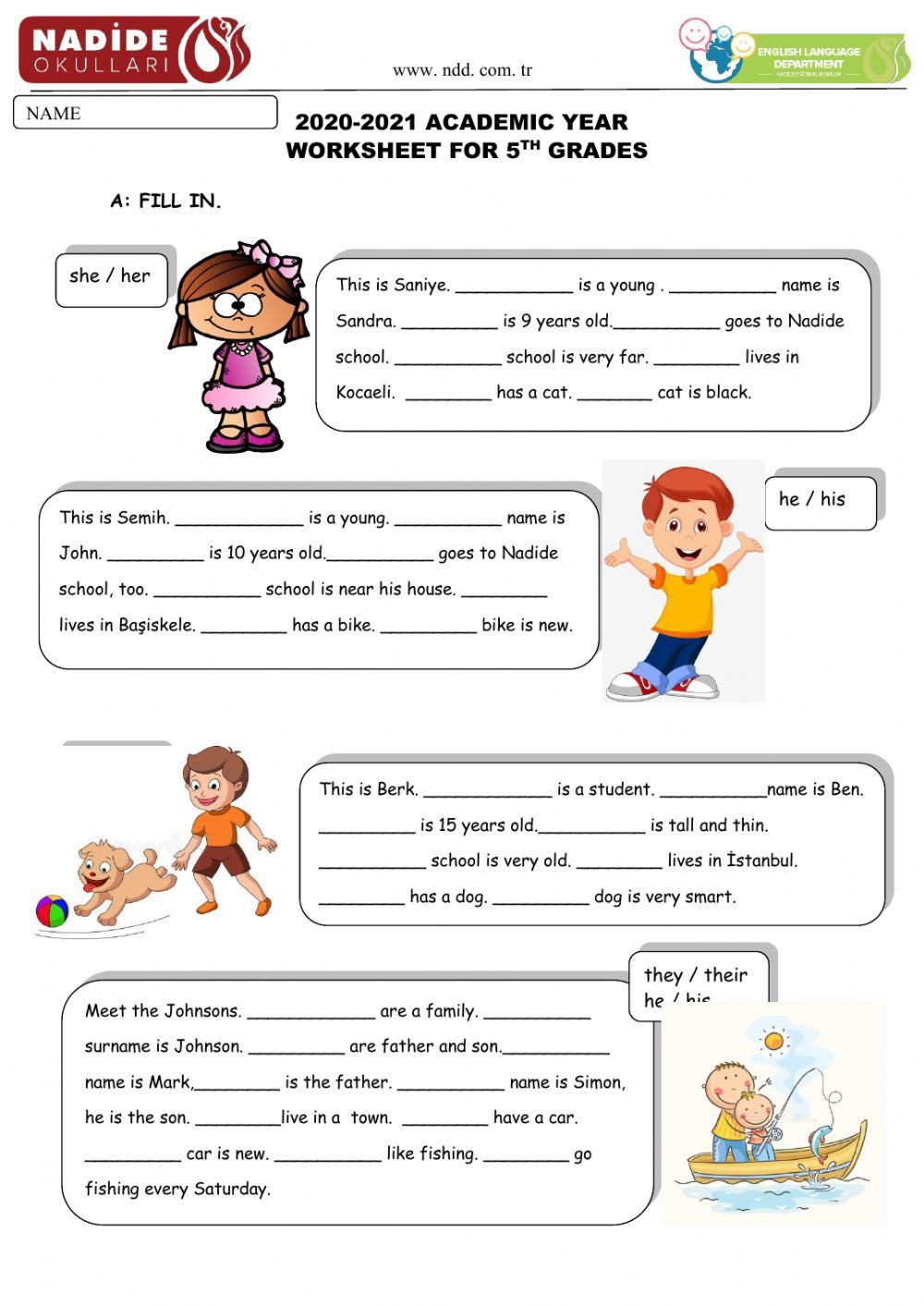 Ejercicio online de Possessive Adjectives para 5th Grades