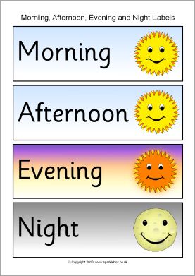 Morning, Afternoon, Evening and Night Word Labels (SB10153)