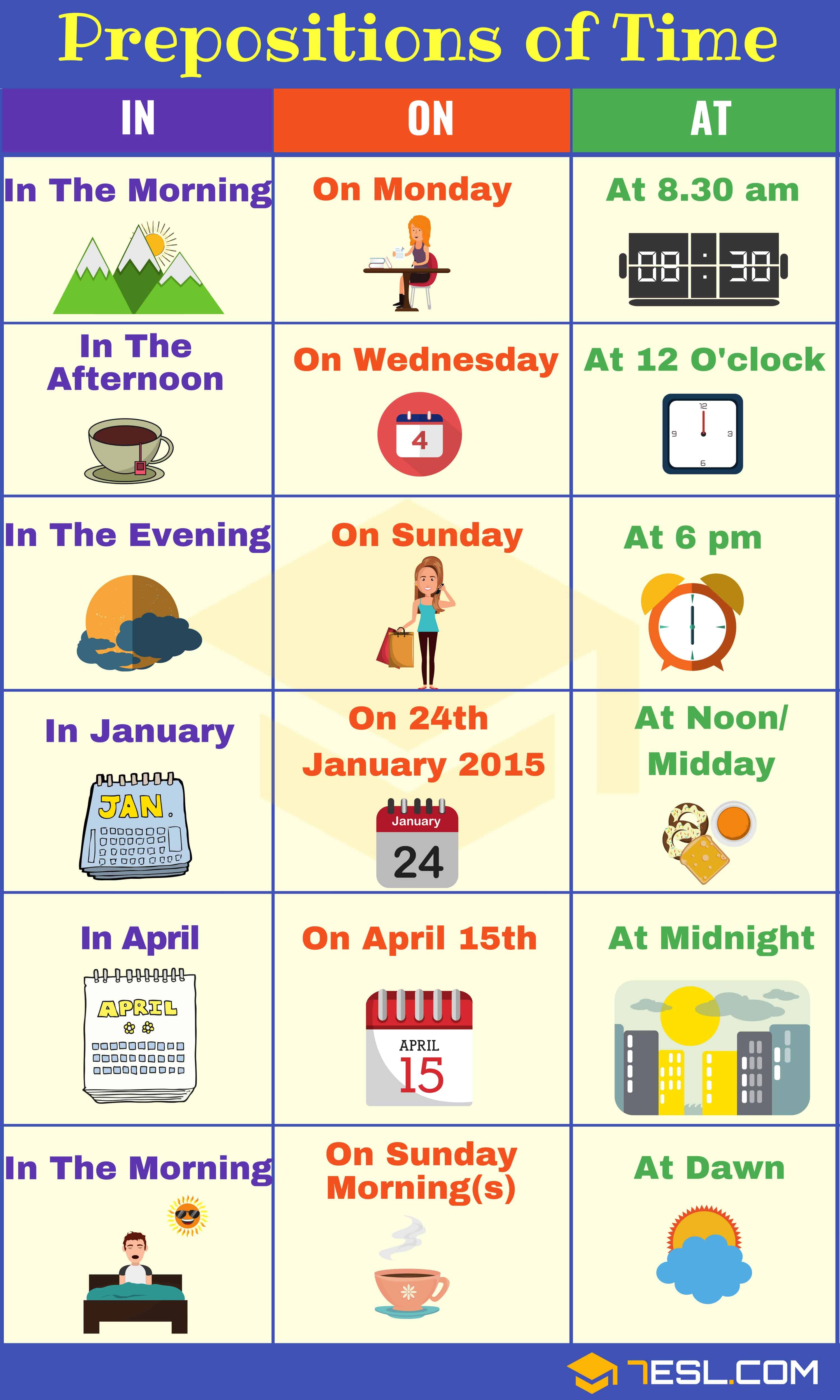 Prepositions Of Time: Definition, List And Useful Examples
