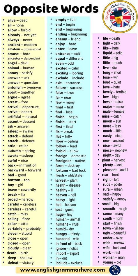 The Most Important Opposite Words in English