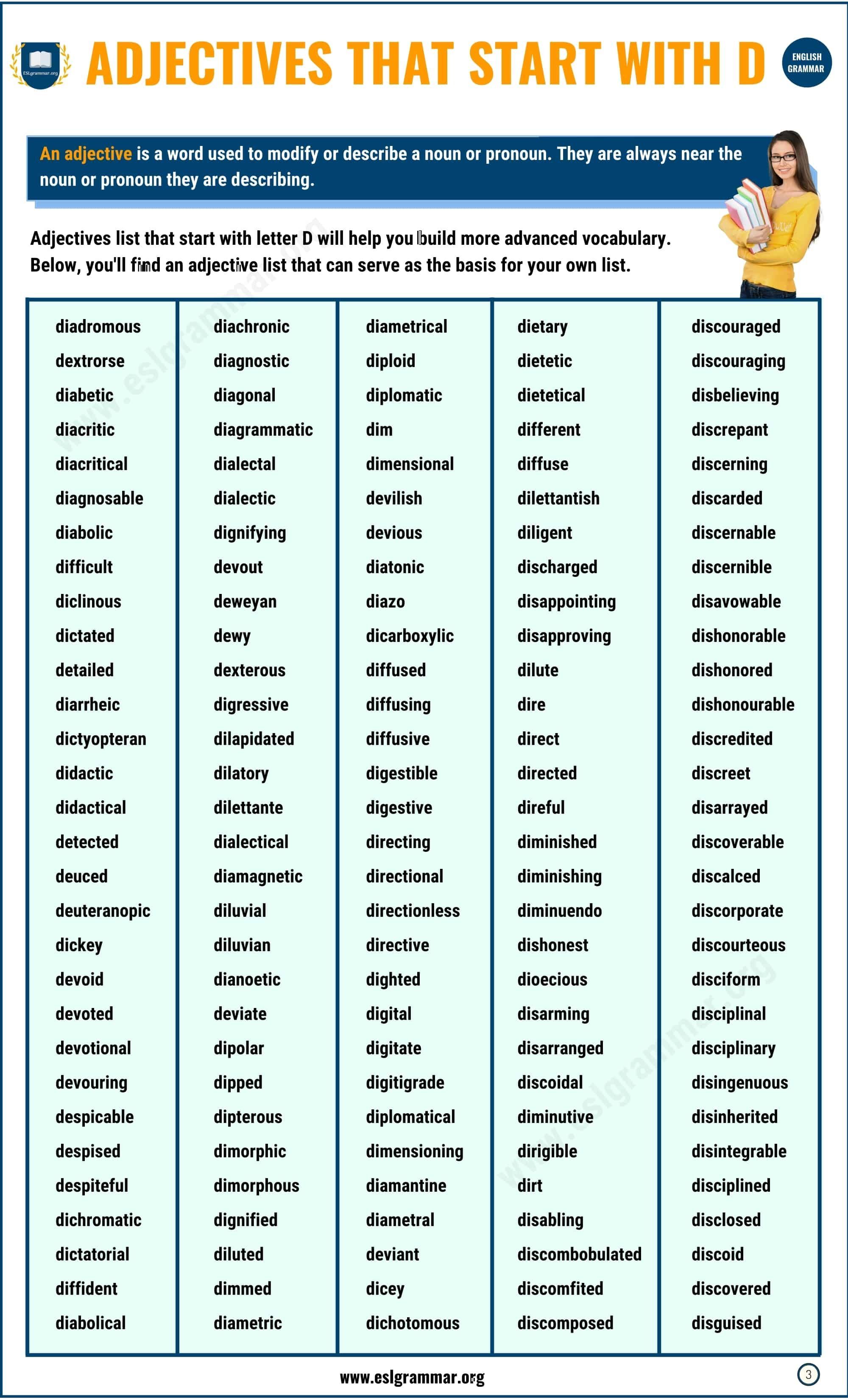 750+ Adjectives that Start with D with Useful Examples - ESL Grammar