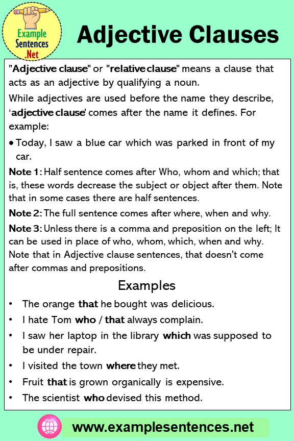 Adjective Clauses Definition and 6 Example Sentences - Example Sentences