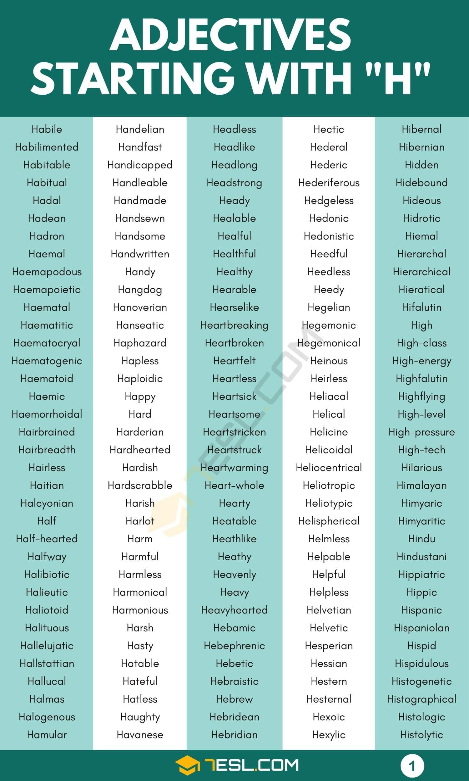 Adjectives that Start with H: 900+ Adjectives Starting with H 3