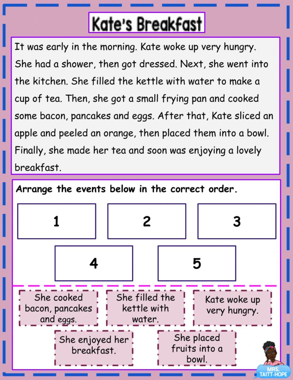 Story Sequencing Activity worksheet