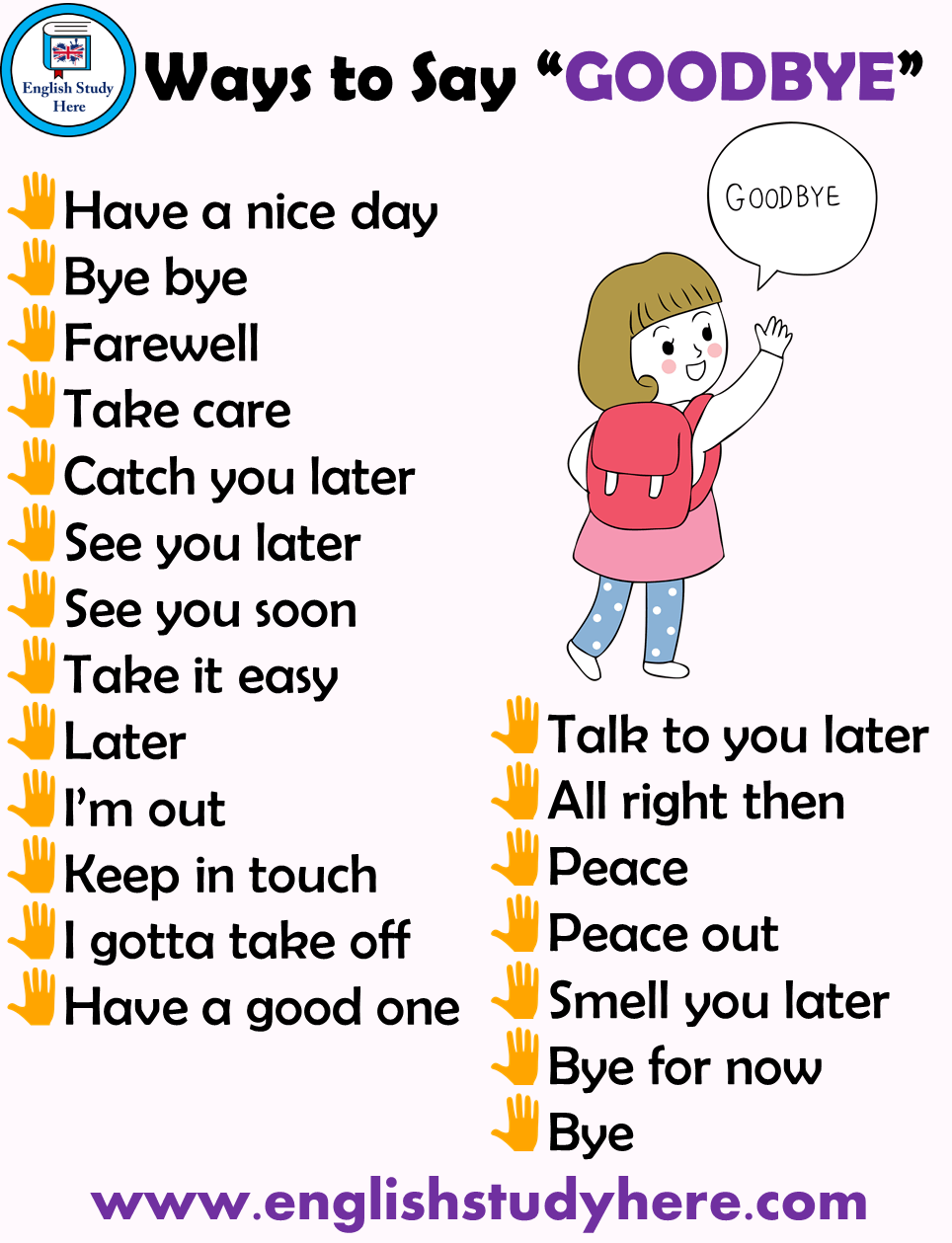 Ways to Say GOODBYE in English - English Study Here