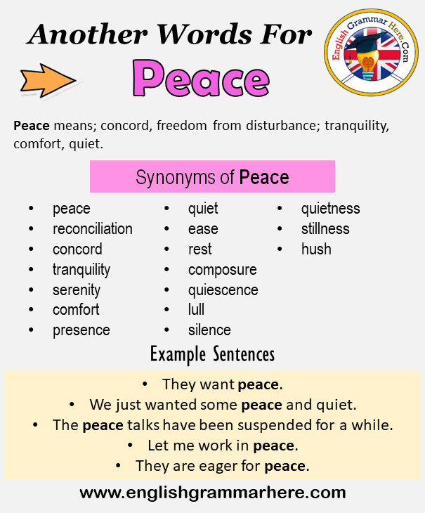 Another word for Peace, What is another, synonym word for Peace? - English Grammar Here
