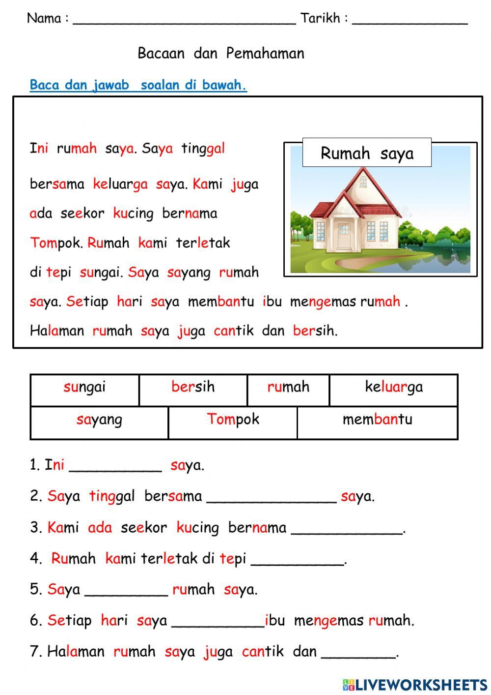 Bacaan dan Pemahaman Bahasa Melayu (BM) exercise
