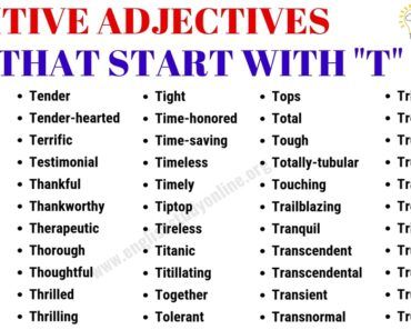List of Adjectives: A Huge List of 900+ Adjectives from A to Z for ESL Learners - English Study Online