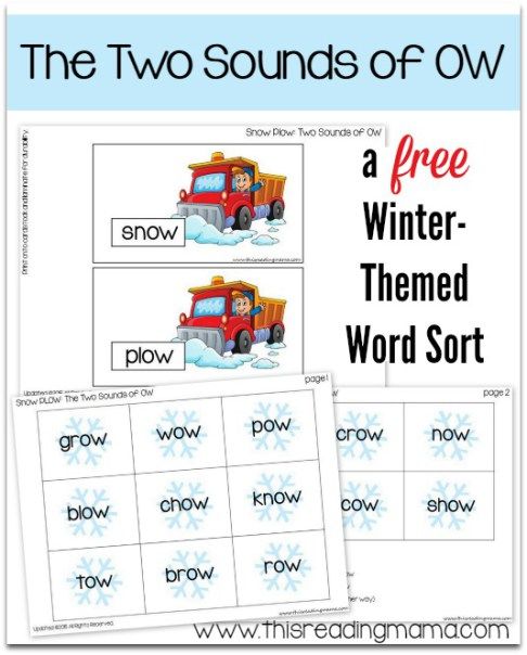 FREE Snow-Themed Word Sort: The Two Sounds of OW - This Reading Mama